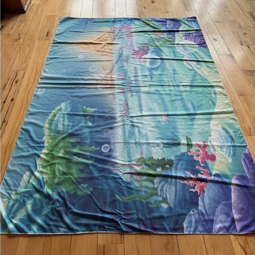 Under the Sea Blue Sea Shells Party Backdrop curtain - approx 5’ x 3’